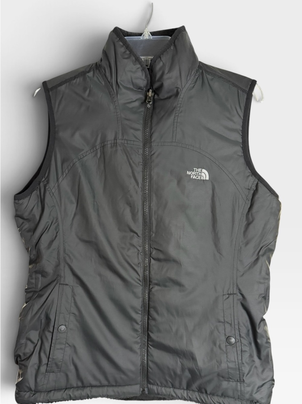 The North Face Womens Reversible Fleece Puffer Vest Black No Size PTP 21”
